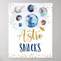 Astro Snacks Galaxy Blue Gold Space Birthday Poster