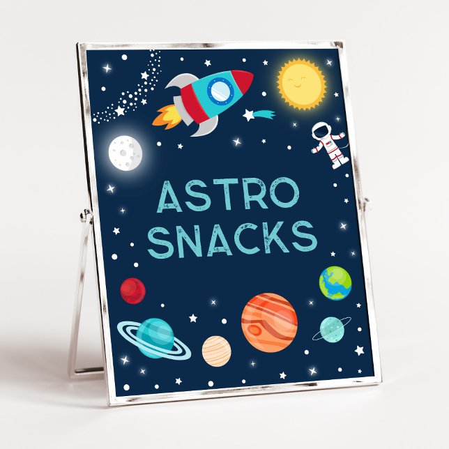 Astro Snacks Space Astronaut Planets Birthday Poster (Creator Uploaded)