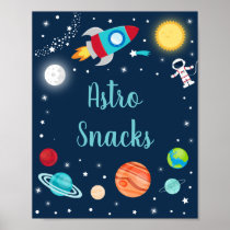 Astro Snacks Space Rocket Ship Planets Birthday Poster