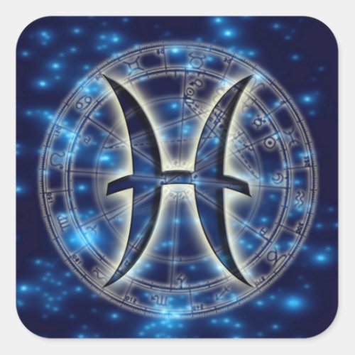 Astro Symbol Pisces Square Stickers