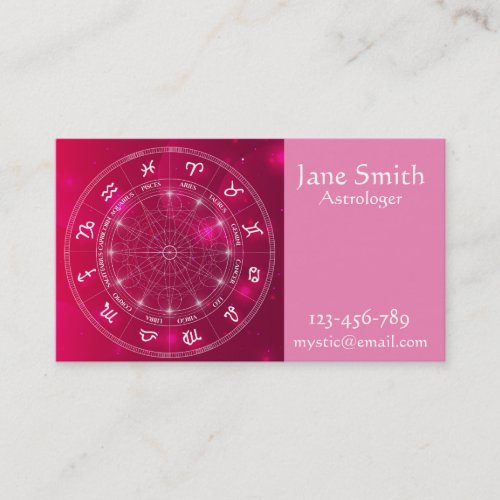 Astrologer Astrology business services pink Business Card