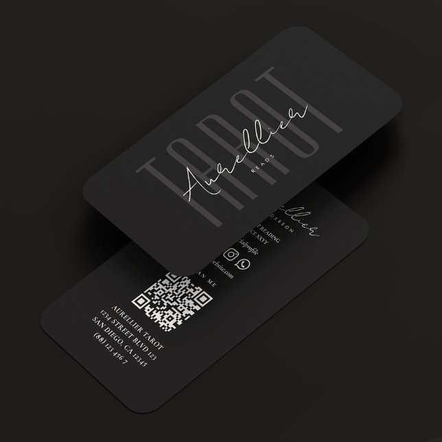 Astrologer Black Grey Tarot Reader Modern  Business Card (Astrologer Black Grey Tarot Reader Modern Business Card
)