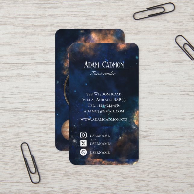 Astrologer cosmic celestial artful  business card (Front/Back In Situ)