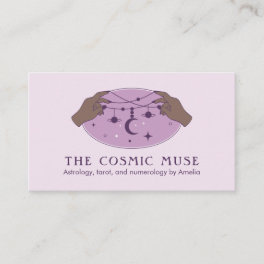 Astrologer Cosmic Moon and Planets with Hands Business Card