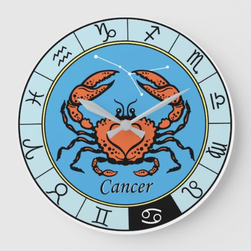 astrological cancer zodiac sign large clock