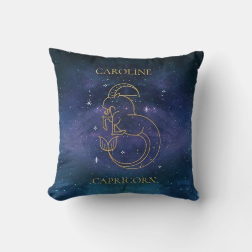 Astrological Capricorn  Zodiac Sign Name Gift Throw Pillow