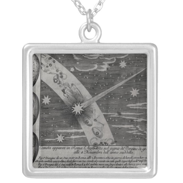 Astrological diagram of the comet silver plated necklace (Front)