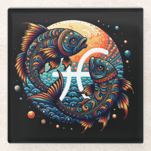 Astrological Horoscope Sign Pisces Zodiac   Glass Coaster