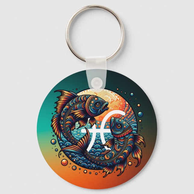 Astrological Horoscope Sign Pisces Zodiac   Keychain (Front)