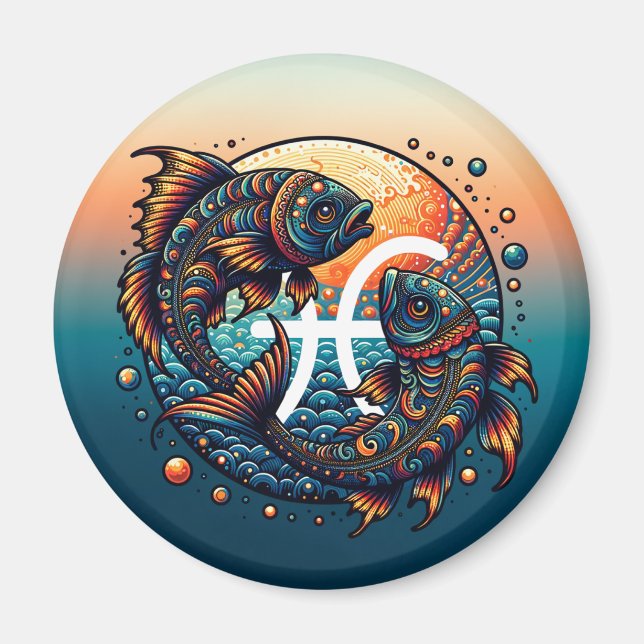 Astrological Horoscope Sign Pisces Zodiac   Magnet (Front)