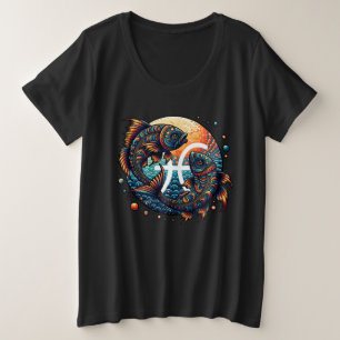Astrological Horoscope Sign Pisces Zodiac   Plus Size T-Shirt