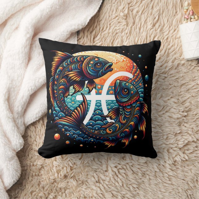 Astrological Horoscope Sign Pisces Zodiac   Throw Pillow (Blanket)