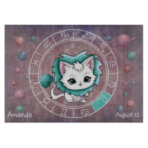 Astrological Leo Cute cat Zodiac Wheel Cutting Board