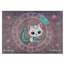 Astrological Scorpio Cute cat Zodiac Wheel Planet