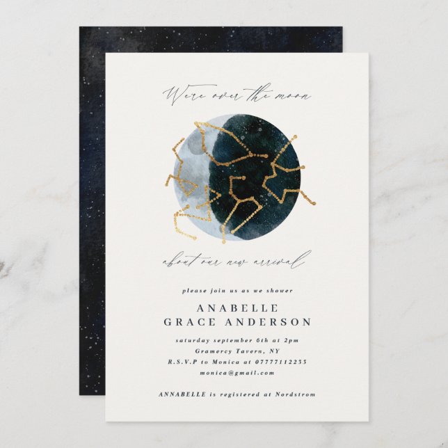 Astrological script watercolor moon star celestial (Front/Back)