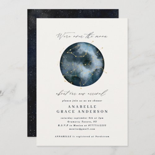 Astrological script watercolor moon star celestial