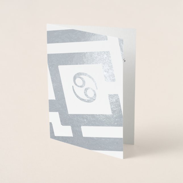 Astrological Sign Cancer Silver Decor Custom Text Foil Card (Front)