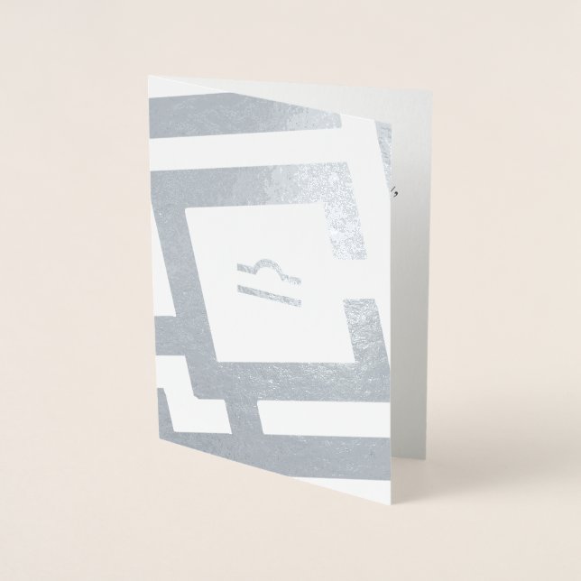 Astrological Sign Libra Silver Decor Custom Text Foil Card (Front)