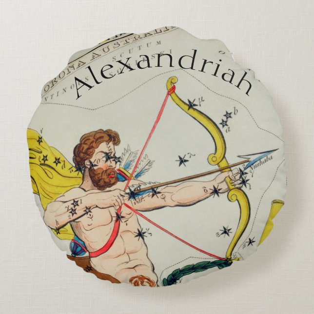 Astrological sign star map Sagittarius Round Pillo Pillow (Back)