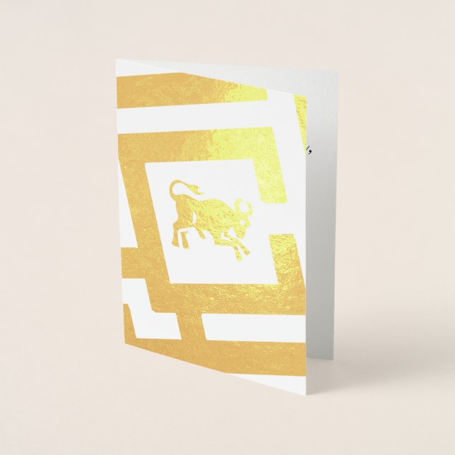 Astrological Sign Taurus Foil Decor Custom Text Card (Front)