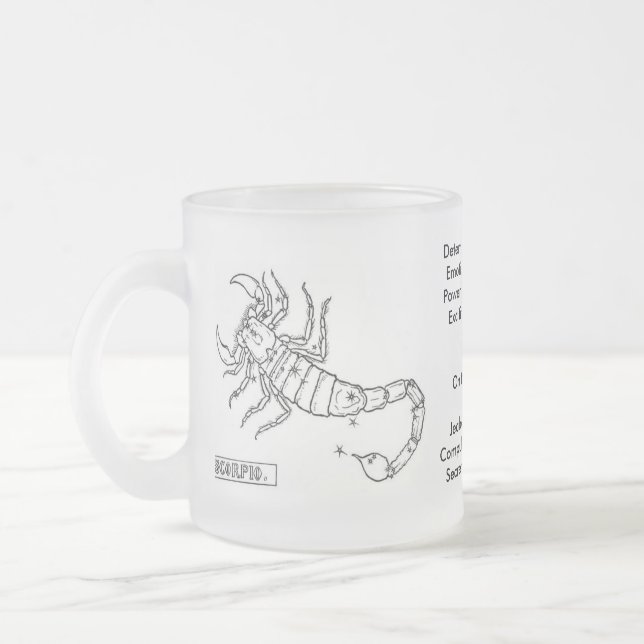 astrological-signs-2, Determined and forcefulEm... Frosted Glass Coffee Mug (Left)