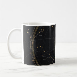 Astrological star map black gold zodiac stars coffee mug