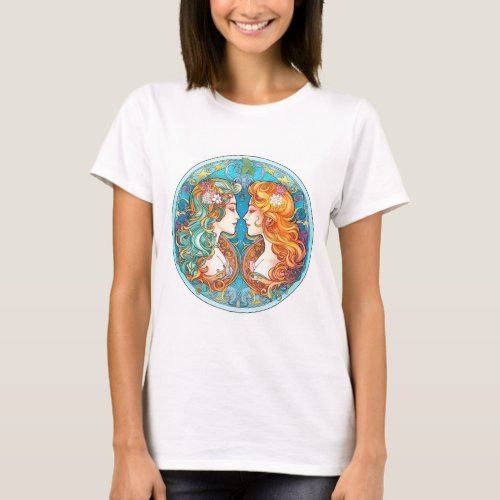 Astrological Tag Team Gemini Zodiac T_Shirt