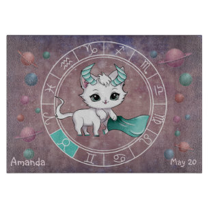 Astrological Taurus Cute cat Zodiac Wheel Cutting Board