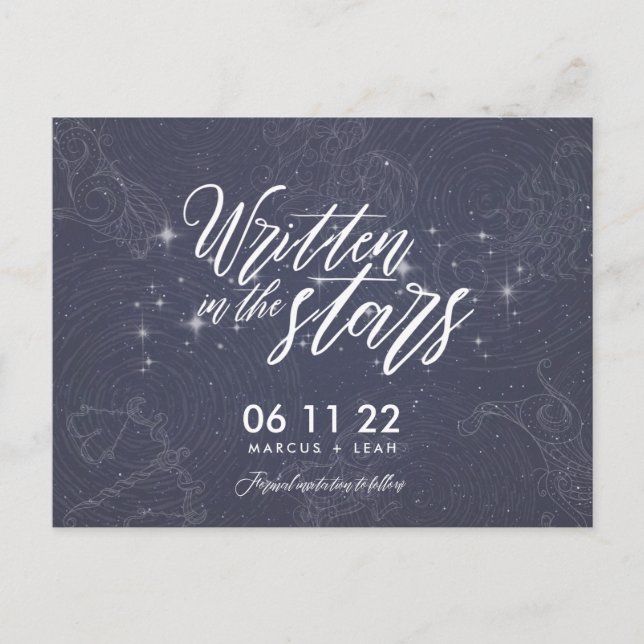 Astrological Written in the Stars Save the Date Postcard (Front)