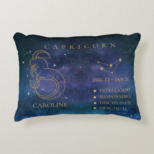 Astrological  Zodiac Sign Capricorn Name Gift Accent Pillow