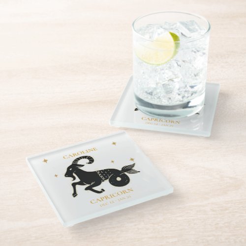  Astrological Zodiac Sign Capricorn  Name Gift Glass Coaster