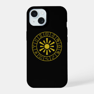 Astrological Zodiac Symbols Wheel+Sun Gold iPhone 15 Case