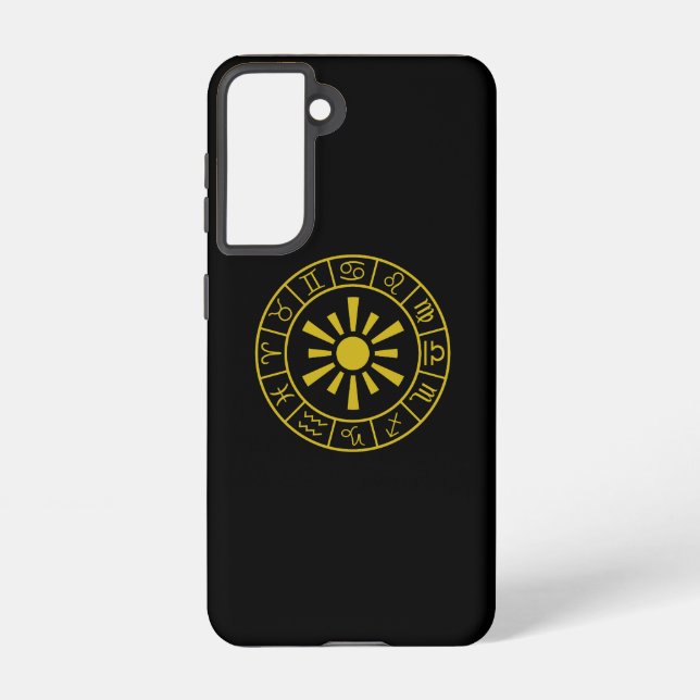 Astrological Zodiac Symbols Wheel+Sun Gold Samsung Galaxy Case (Back)