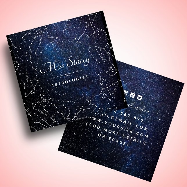 Astrologist Blue Cosmic Sky Star Constellation Square Business Card (Creator Uploaded)