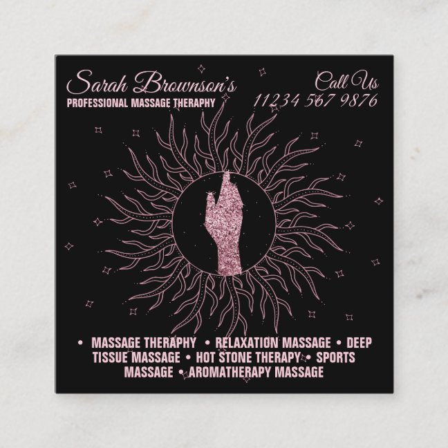 Astrologist Massage Therapy Healing Hand Star Square Business Card