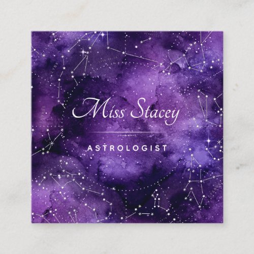Astrologist Purple Cosmic Sky Star Constellation Square Business Card