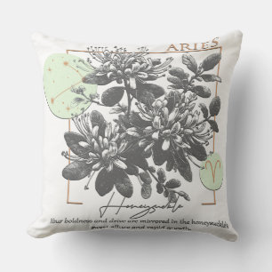 Astrology/Aries Zodiac Sign Flower Honeysuckle Throw Pillow