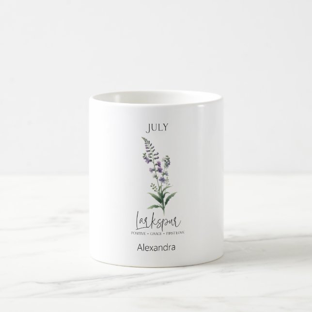 Astrology Birth Month July | Flower Larkspur Coffee Mug (Center)