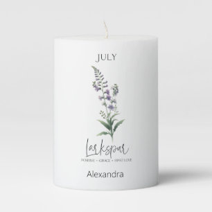 Astrology Birth Month July   Flower Larkspur Pillar Candle