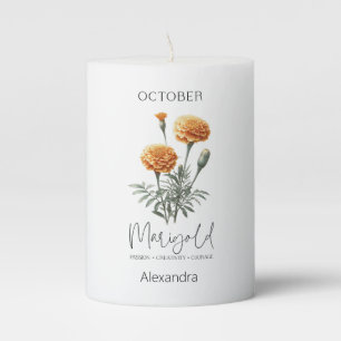 Astrology Birth Month October Flower Marigold Pillar Candle