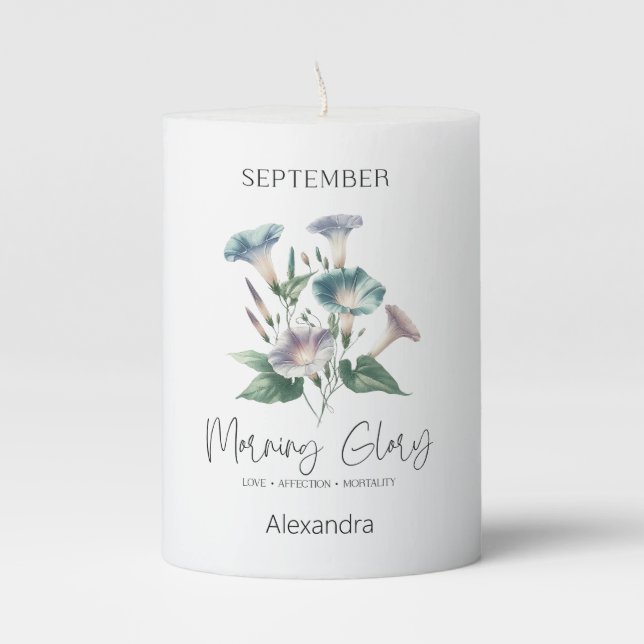 Astrology Birth Month September | Flower Glory Pillar Candle (Front)