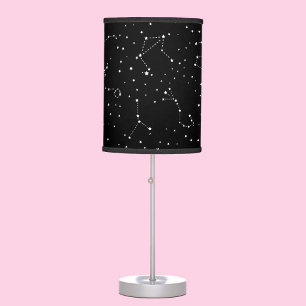 Astrology Black White Stars Night Constellation Table Lamp