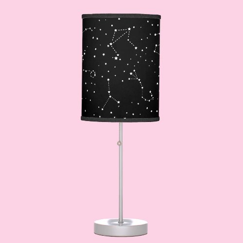 Astrology Black White Stars Night Constellation Table Lamp
