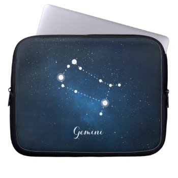 Astrology Blue Nebula Gemini Zodiac Sign Laptop Sleeve by heartlockedcases at Zazzle