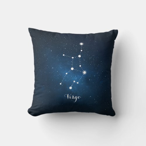 Astrology Blue Nebula Virgo Zodiac Sign Throw Pillow