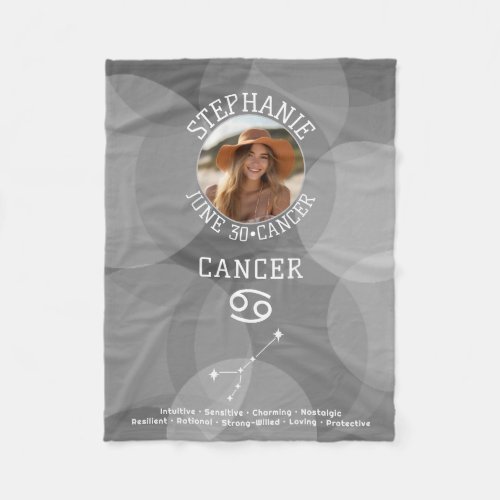 Astrology Cancer Zodiac Sign Photo Custom Birthday Fleece Blanket