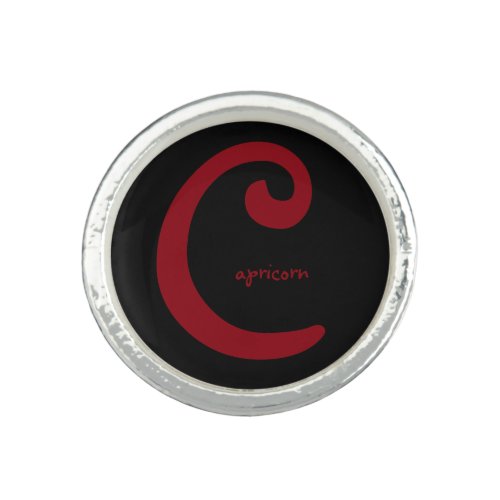 Astrology Capricorn Ring Sun Sign Black Red Ring