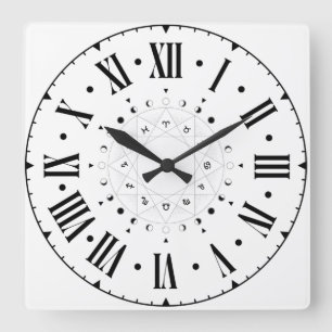 Astrology Chart With Roman Numerals Square Wall Clock