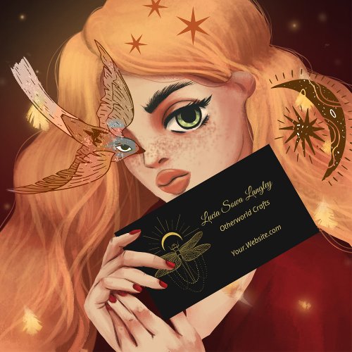 Astrology clairvoyance black gold business card