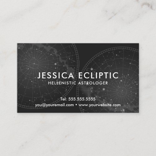 Astrology Constellations Chart BW Astrologer Business Card
